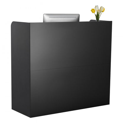 VEVOR Reception Desk Rectangular Front Counter Table 120 cm Black Office Table