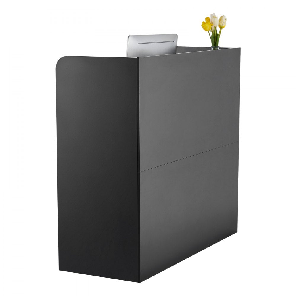 VEVOR Reception Desk Rectangular Front Counter Table 120 cm Black Office Table