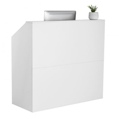 VEVOR Reception Desk Rectangular Front Counter Table 118 cm White Office Table