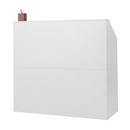 VEVOR Reception Desk Rectangular Front Counter Table 118 cm White Office Table
