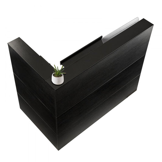VEVOR Reception Desk L-Shaped Front Counter Table 140 cm Black Office Table