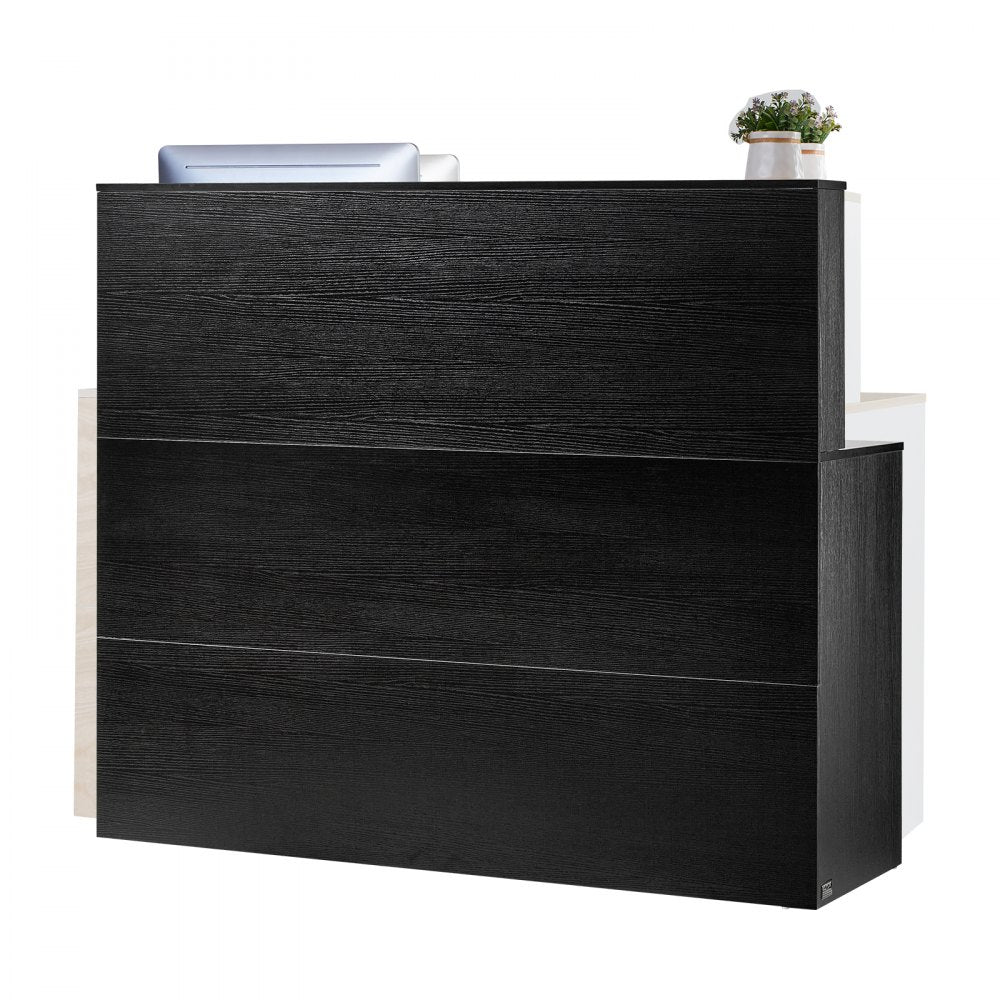 VEVOR Reception Desk L-Shaped Front Counter Table 140 cm Black Office Table