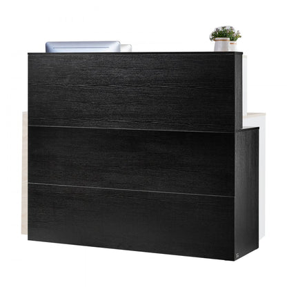 VEVOR Reception Desk L-Shaped Front Counter Table 140 cm Black Office Table