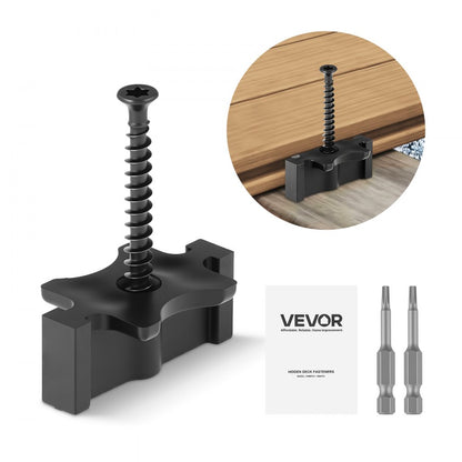 500PCS Hidden Deck Fasteners for Composite Decking T Clips Black