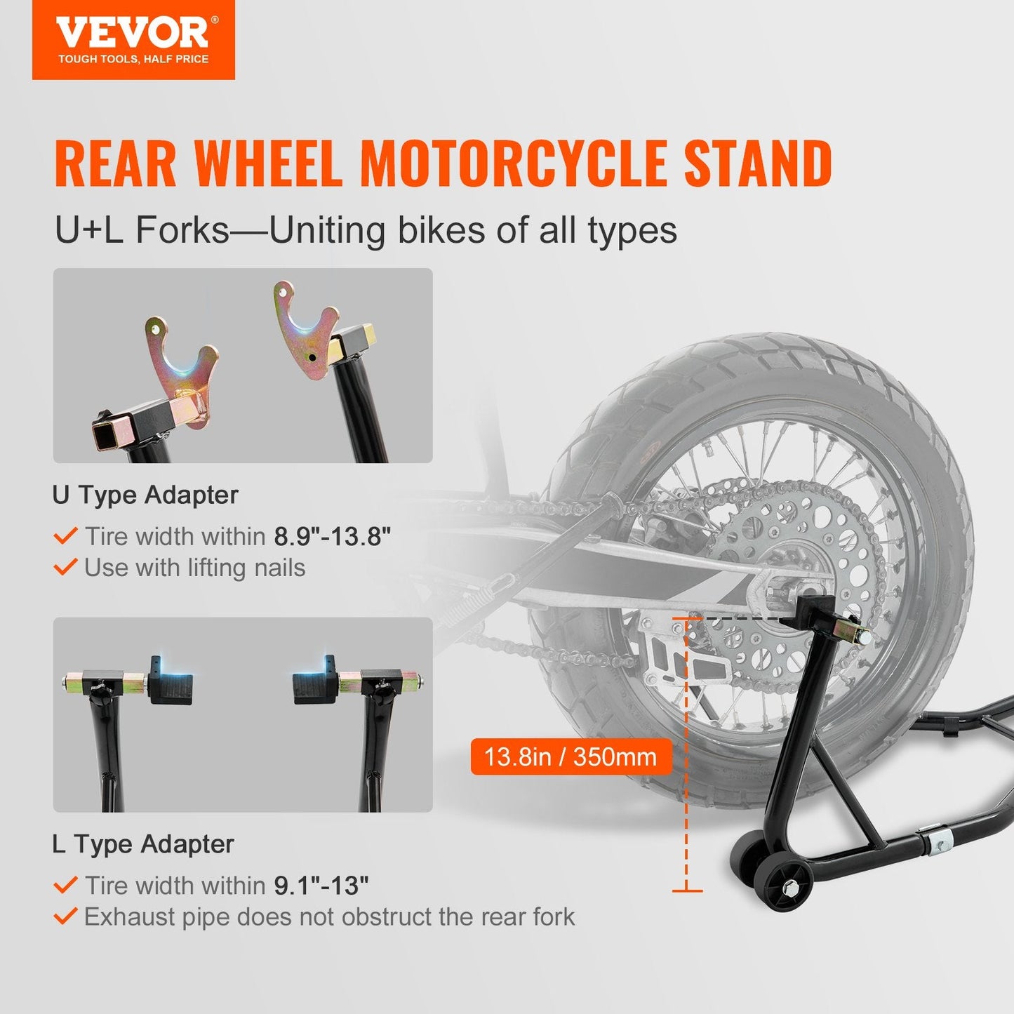 Motorcycle Stand Rear Lift with Adjustable Width and 0.39 Ton Capacity