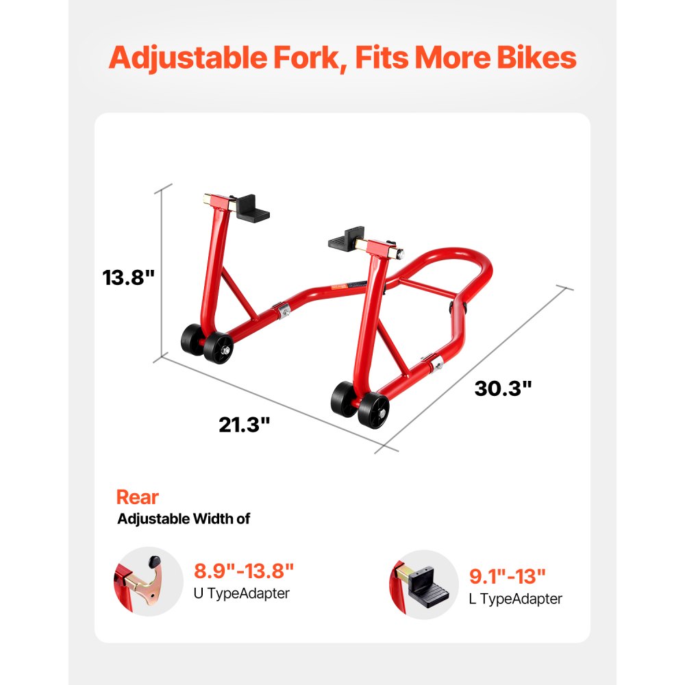 VEVOR Motorcycle Stand Lift 850 lbs Rear Spoolift Paddock Swingarm Arm Red