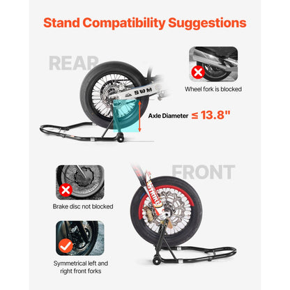 VEVOR Motorcycle Front & Rear Stand Lift 1100 lbs Spoolift Paddock Swingarm Arm