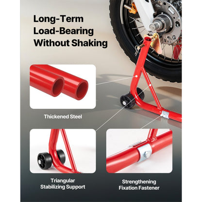 VEVOR Motorcycle Front & Rear Stand Lift 850lb Spoolift Paddock Swingarm Arm Red