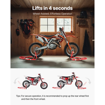 VEVOR Motorcycle Front & Rear Stand Lift 850lb Spoolift Paddock Swingarm Arm Red