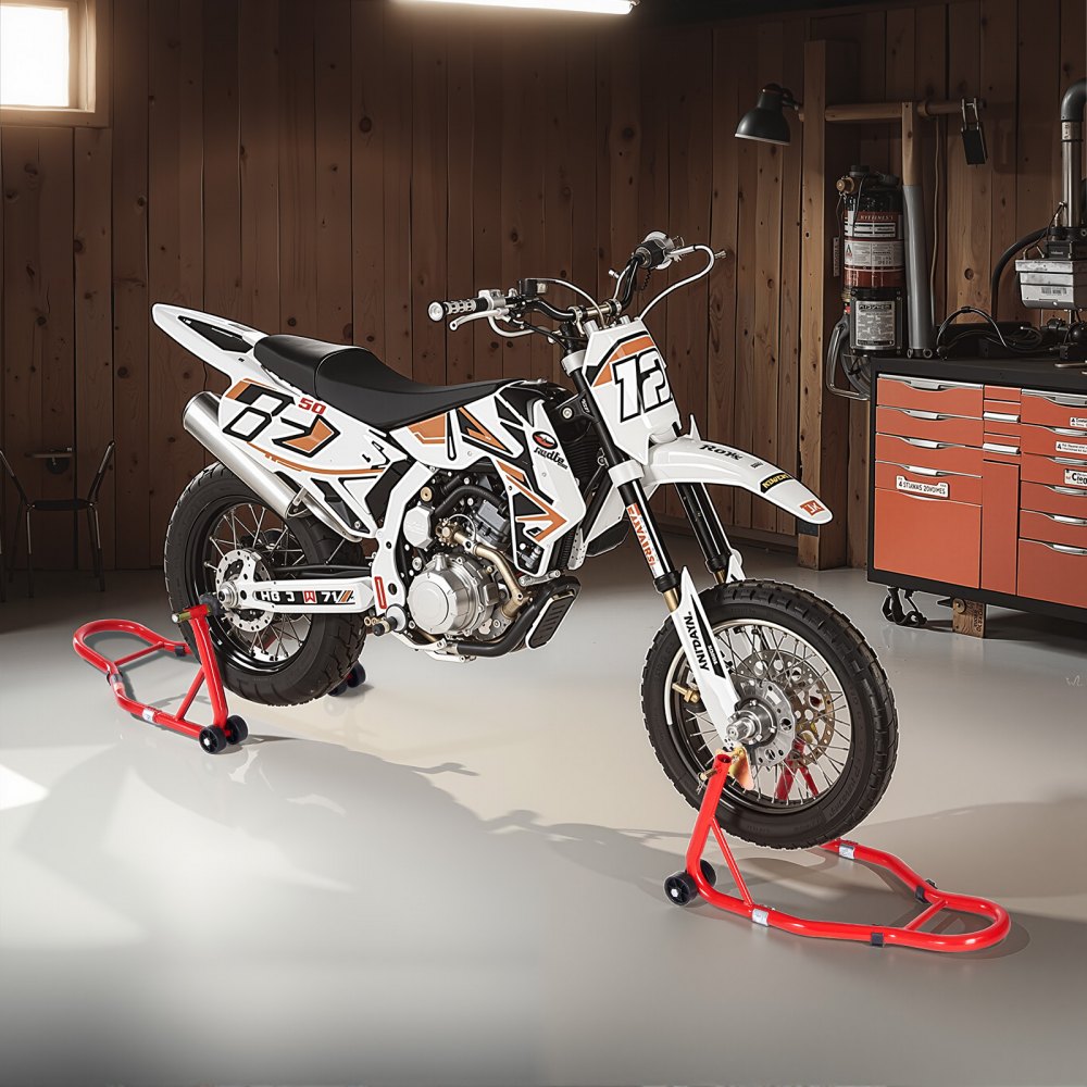 VEVOR Motorcycle Front & Rear Stand Lift 850lb Spoolift Paddock Swingarm Arm Red
