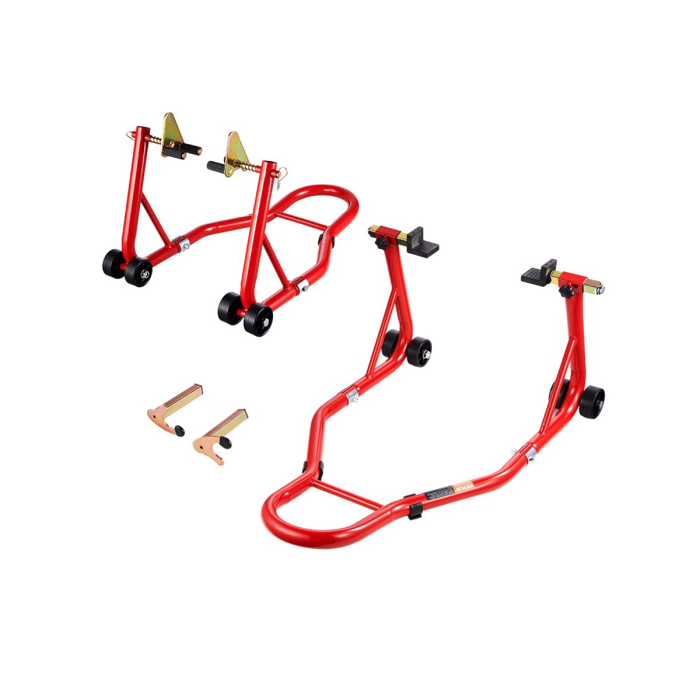 VEVOR Motorcycle Front & Rear Stand Lift 850lb Spoolift Paddock Swingarm Arm Red