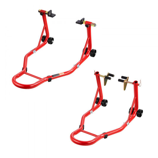 VEVOR Motorcycle Front & Rear Stand Lift 850lb Spoolift Paddock Swingarm Arm Red