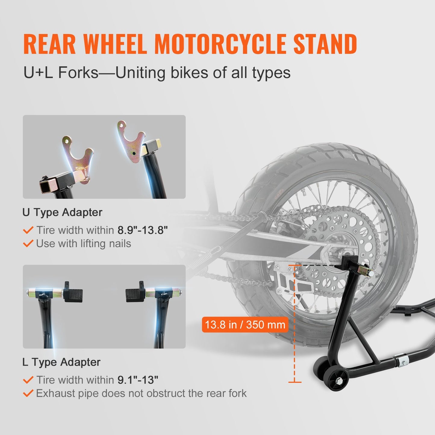 VEVOR Motorcycle Front & Rear Stand Lift 850 lbs Spoolift Paddock Swingarm Arm