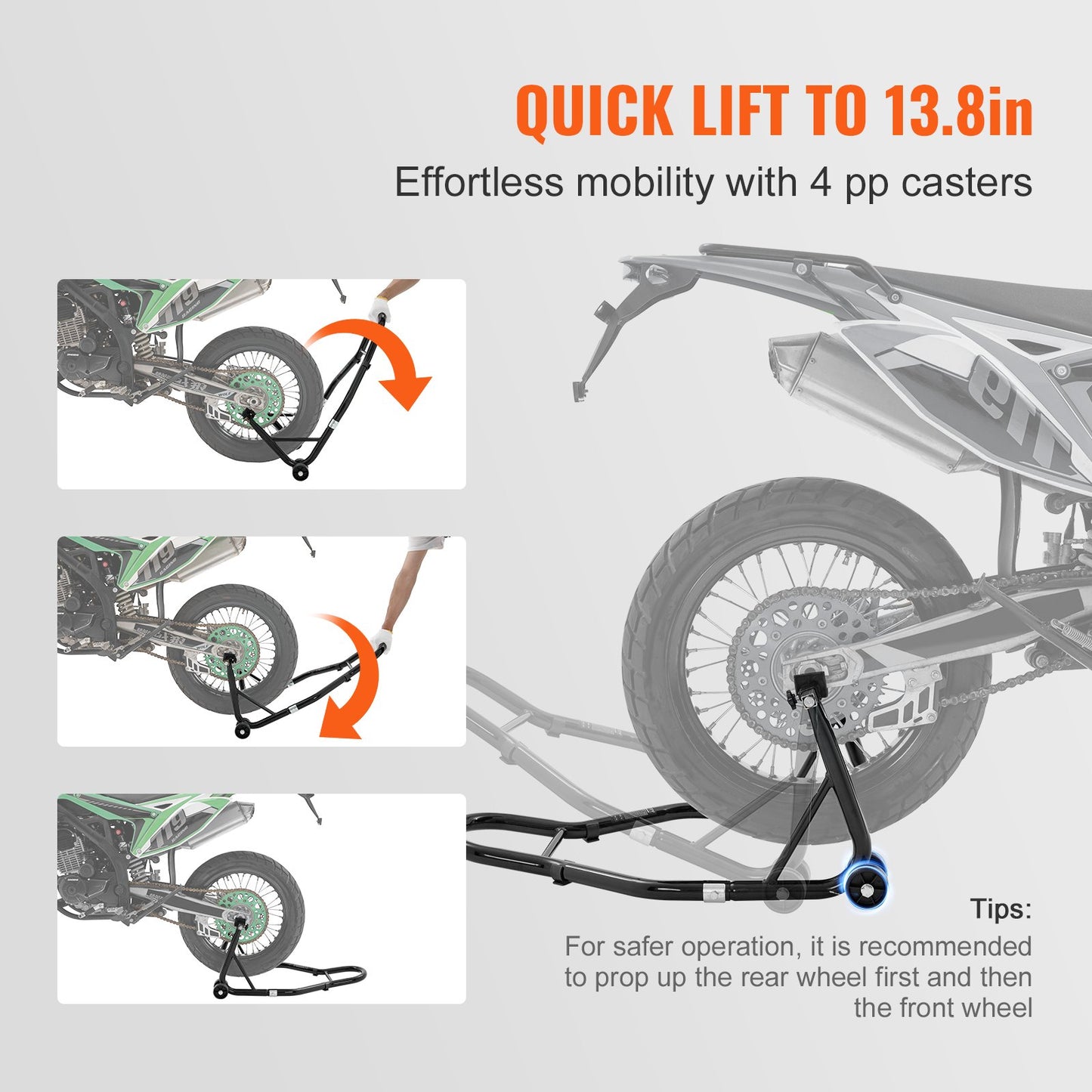 VEVOR Motorcycle Front & Rear Stand Lift 850 lbs Spoolift Paddock Swingarm Arm