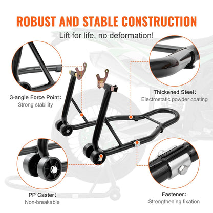 Motorcycle Front & Rear Stand Lift, 0.39 Tons, Adjustable & Stable Support