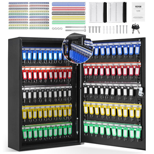 VEVOR 200-Key Cabinet, Key Lock Box with Adjustable Racks, Security Key Storage