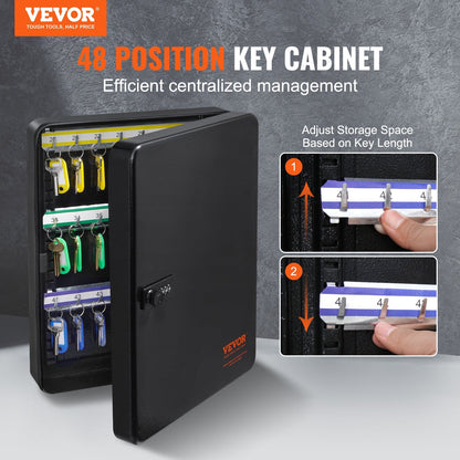 48-Key Security Cabinet with Combination Lock, Steel Organizer for Office/Hotel