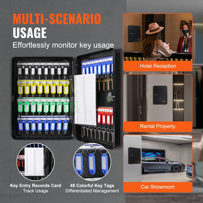 48-Key Security Cabinet with Combination Lock, Steel Organizer for Office/Hotel