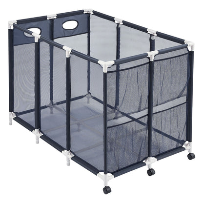 Pool Storage Bin, c, Rolling Pool Float Storage Organizer with Side Pockets & Casters, Heavy Duty Plastic Frame, Poolside Toys Noodles Holder Mesh Basket for Swimming Pools