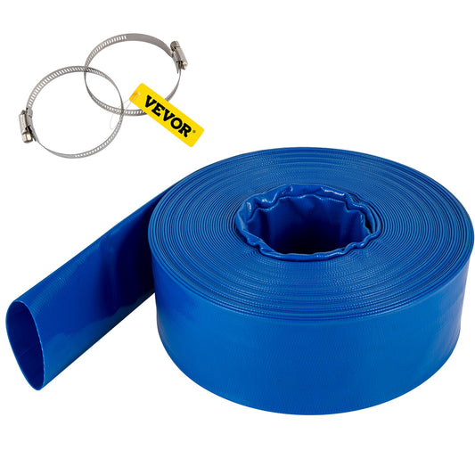VEVOR Discharge Hose, 38 mm x 32 m, PVC Fabric Lay Flat Hose, Heavy Duty Backwash