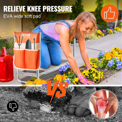 Foldable Garden Kneeler & Seat with Tool Bag, 150 kg Capacity, Yellow