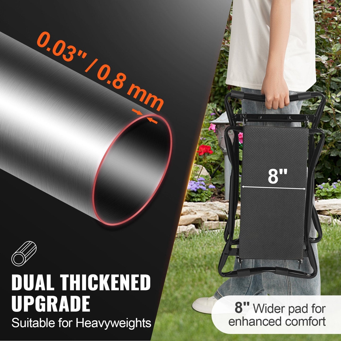 Foldable Garden Kneeler & Seat with Tool Bag, 150 kg Capacity, EVA Pad