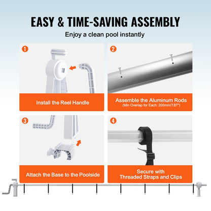 VEVOR Pool Cover Reel, Aluminum Solar Cover Reel 20 ft, Above Ground Swimming Pool