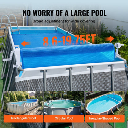 Aluminum Solar Pool Cover Reel, Adjustable 6-20 m for Above Ground Pools
