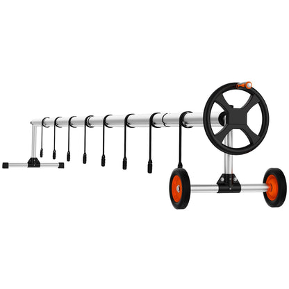 Aluminum Solar Pool Cover Reel, Fits 5-22m Pools, Easy Install, Rubber Wheels