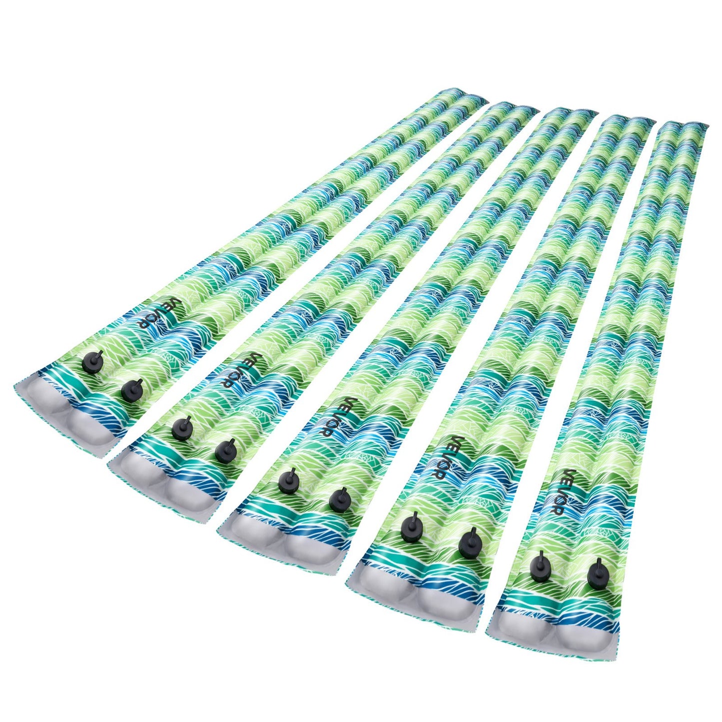 Pool Cover Water Bags, 5 Packs 2400mm, Double Chamber Pool Cover Water Tubes with Reflective Strips, 0.3mm Thick PVC Bags Weights with Leakproof Screw Cap, for Winter Swimming-Pool Covers