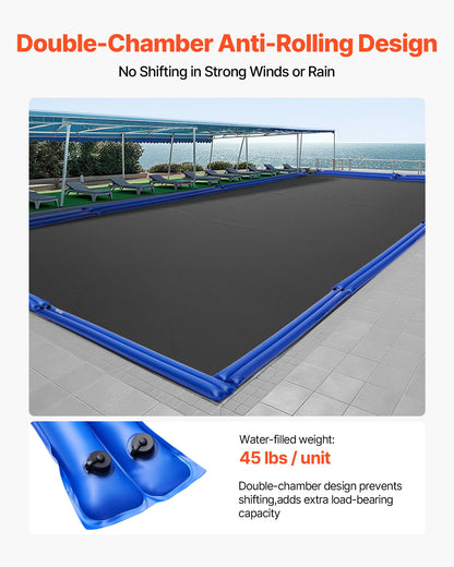 Pool Cover Water Bags, 5 Packs 2380 mm, Double Chamber Pool Cover Water Tubes, 0.4mm Thick PVC Bags Weights with Leakproof Screw Cap, for Inground Swimming-Pool Covers Winter Closing, Blue