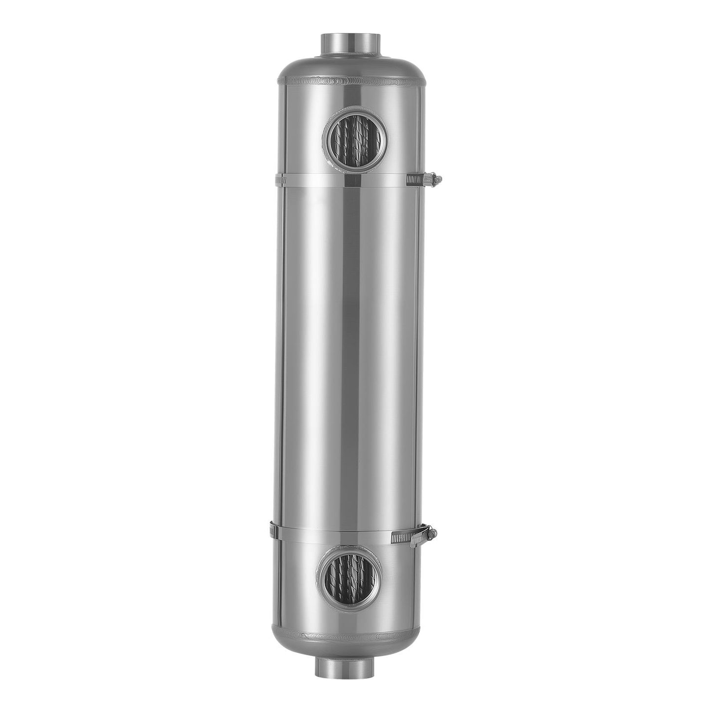 Pool Heat Exchanger, 210K BTU Swimming Pool Heater Exchanger, 316L Stainless Steel Construction, High Efficiency Water to Water Transfer Heating System for Spa, Hot Tub, Indoor/Outdoor, Silver