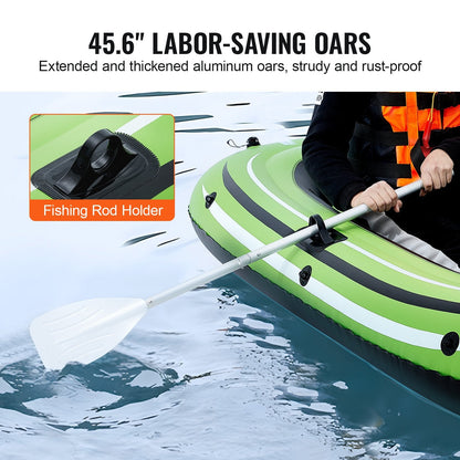 2-Person PVC Inflatable Fishing Boat with Oars and Pump, 227 kg Capacity