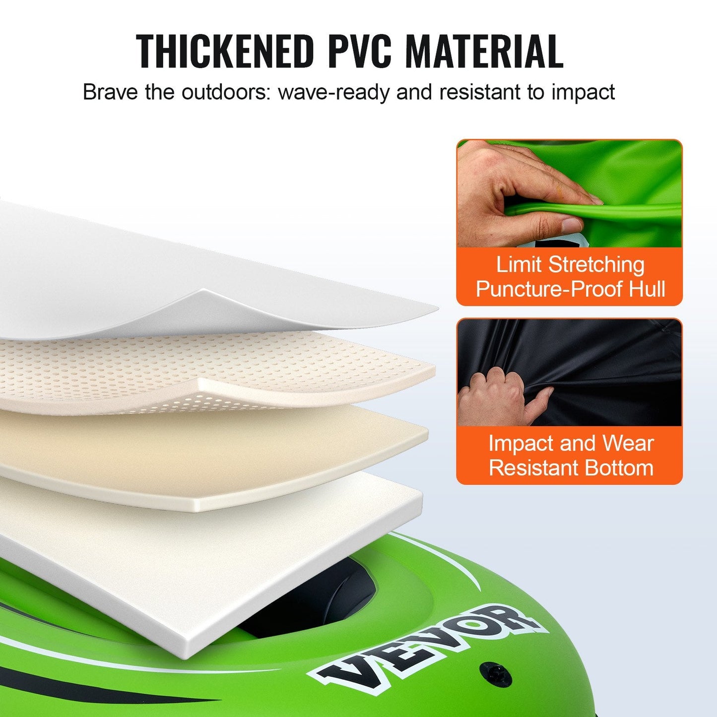 3-Person Portable Inflatable Fishing Boat with Aluminum Oars and Pump, 340 kg Capacity