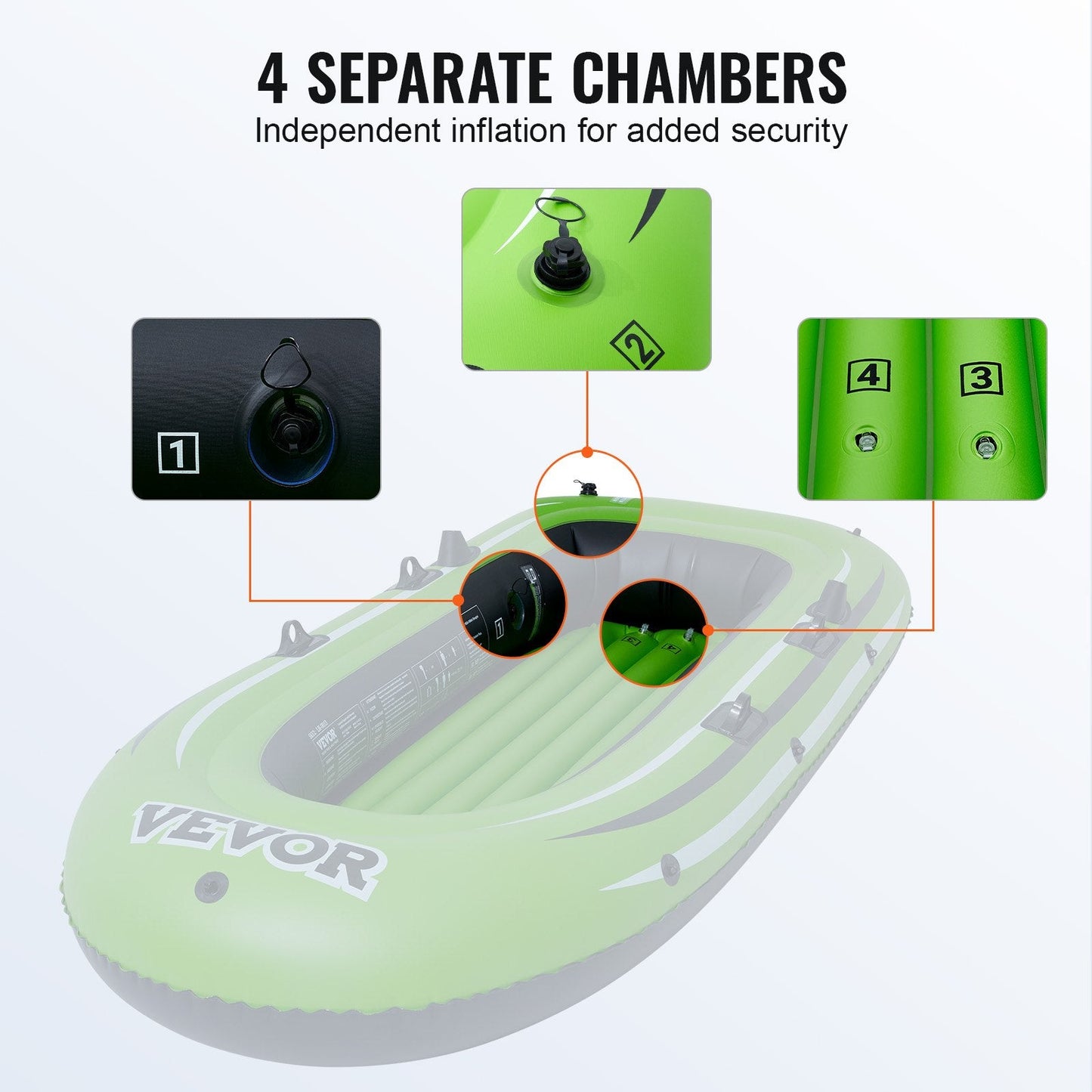3-Person Portable Inflatable Fishing Boat with Aluminum Oars and Pump, 340 kg Capacity