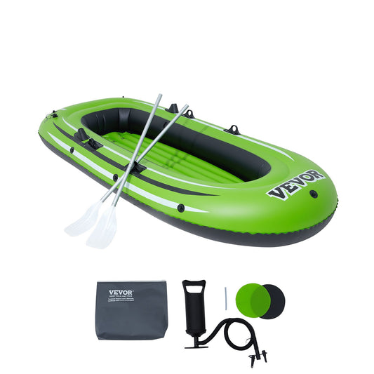 VEVOR Inflatable Boat, 3-Person Inflatable Fishing Boat, Strong PVC Portable Boat