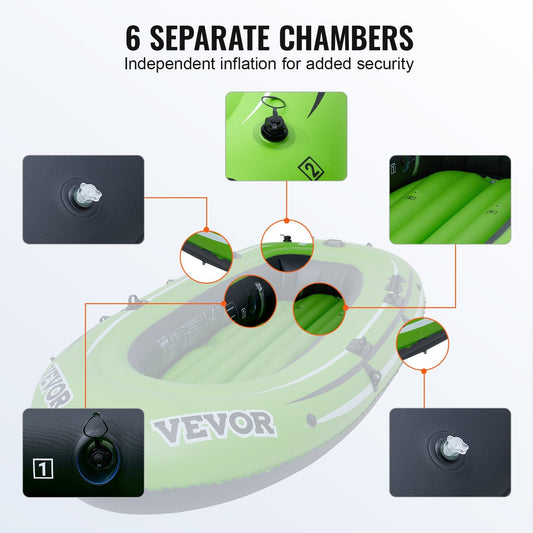 4-Person Portable PVC Inflatable Boat with 500 kg Capacity and Aluminum Oars