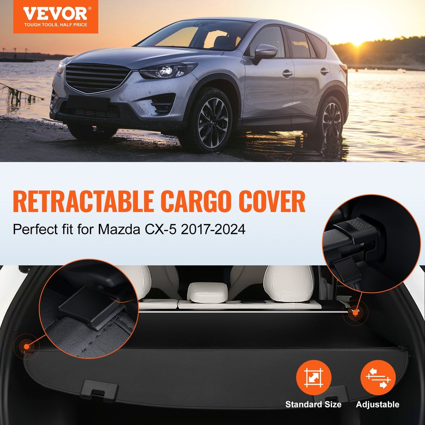 Retractable Cargo Cover for Mazda CX-5 2017-2024 - Enhanced Trunk Privacy