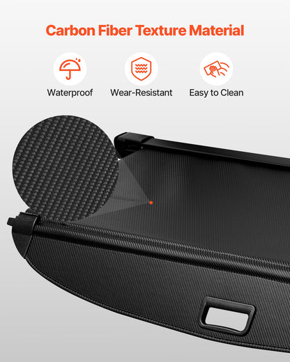 Retractable Cargo Cover, Upgraded Carbon Fiber Texture Trunk Cover, Anti-Peeping Luggage Privacy Shield, Easy Installation Security Shade with Cargo Net, for Hyundai Tucson 2021-2025 5-Seater