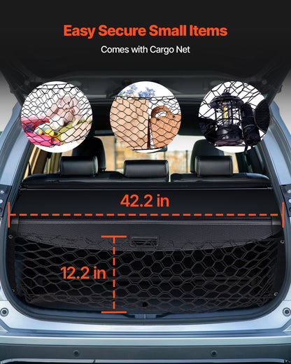 Retractable Cargo Cover, Upgraded Carbon Fiber Texture Trunk Cover, Anti-Peeping Luggage Privacy Shield, Easy Installation Security Shade with Cargo Net, for Hyundai Tucson 2021-2025 5-Seater