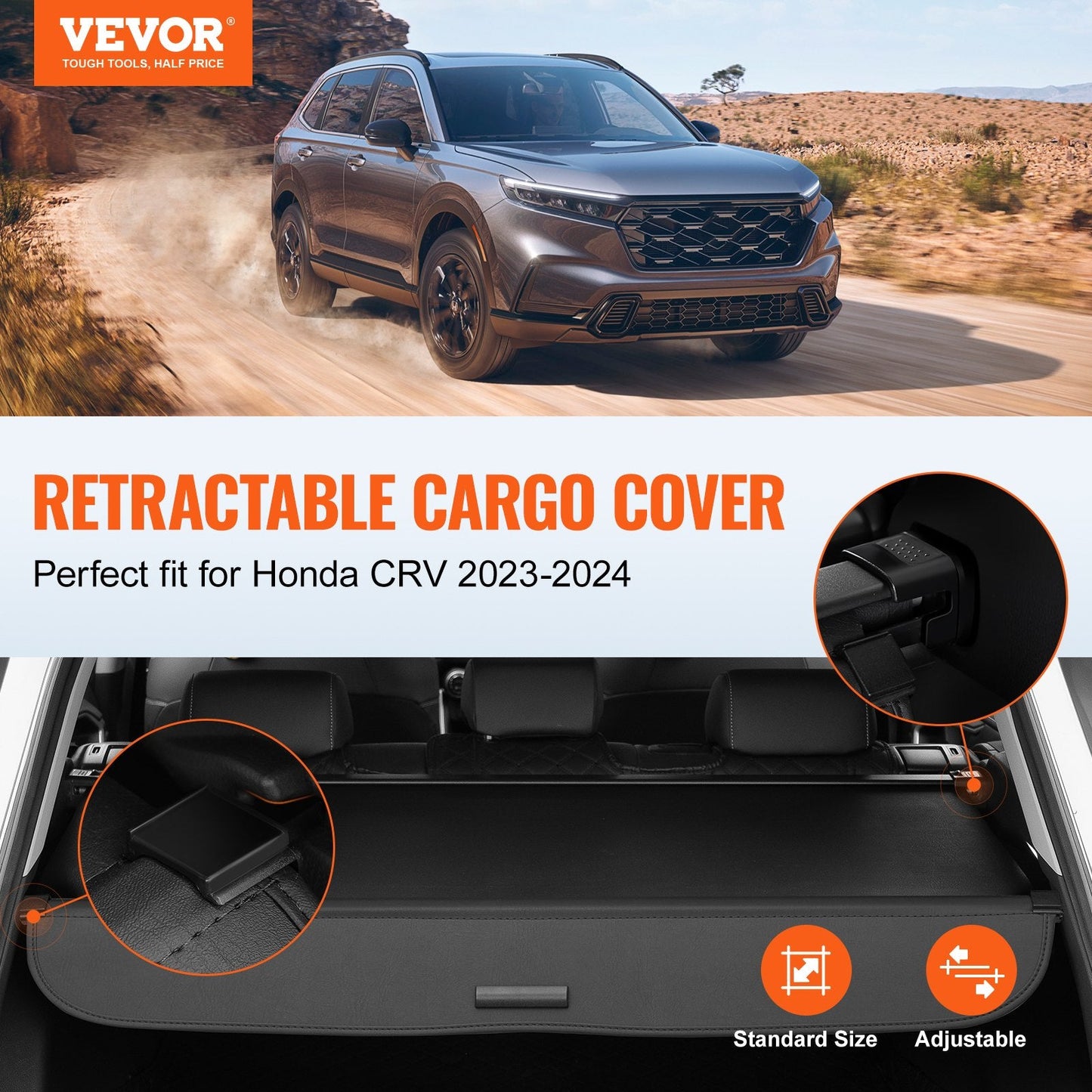 Honda CRV 2023-2024 Rear Trunk Retractable Cargo Cover, Carbon Fiber Design