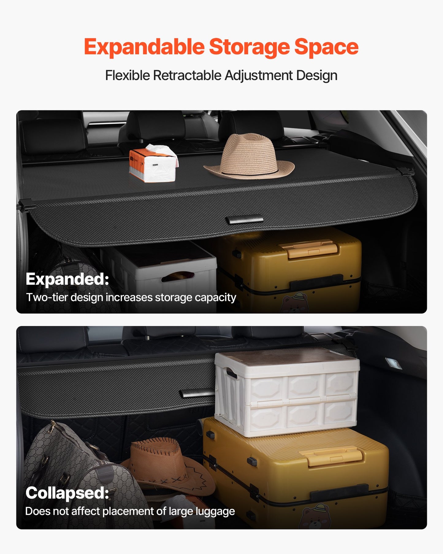 Retractable Cargo Cover, Upgraded Carbon Fiber Texture Trunk Cover, Anti-Peeping Luggage Privacy Shield, Easy Installation Security Shade Car Accessories, for Honda CRV 2023-2025 5-Seater