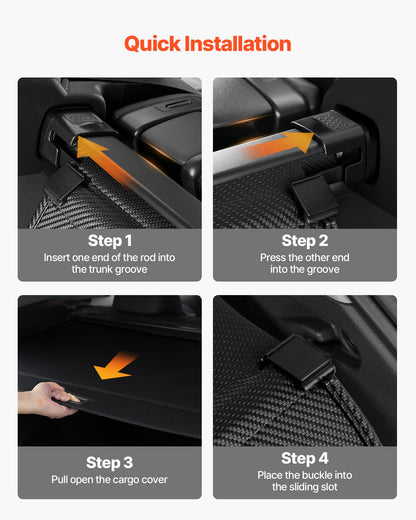 Retractable Cargo Cover, Upgraded Carbon Fiber Texture Trunk Cover, Anti-Peeping Luggage Privacy Shield, Easy Installation Security Shade Car Accessories, for Toyota RAV4 2019-2025 5-Seater