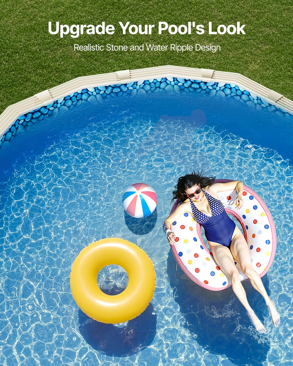 VEVOR Oval Pool Liner 12x24ft Unibead Style Pool Liner 52in Wall Height