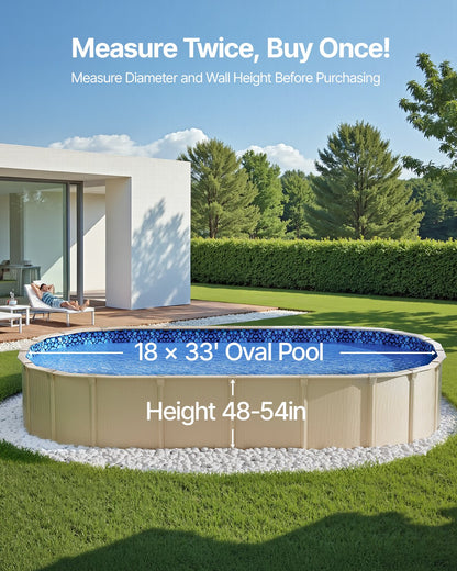 VEVOR Oval Pool Liner 18x33ft Overlap Style Pool Liner 54in Wall Height