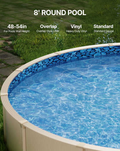 VEVOR Round Pool Liner 8ft Overlap Style Pool Liner 54in Wall Height