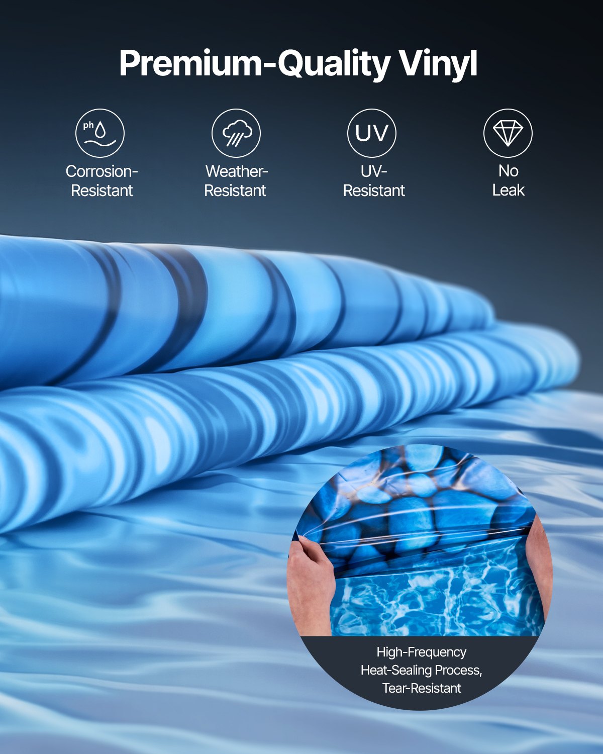 VEVOR Round Pool Liner 8ft Overlap Style Pool Liner 54in Wall Height