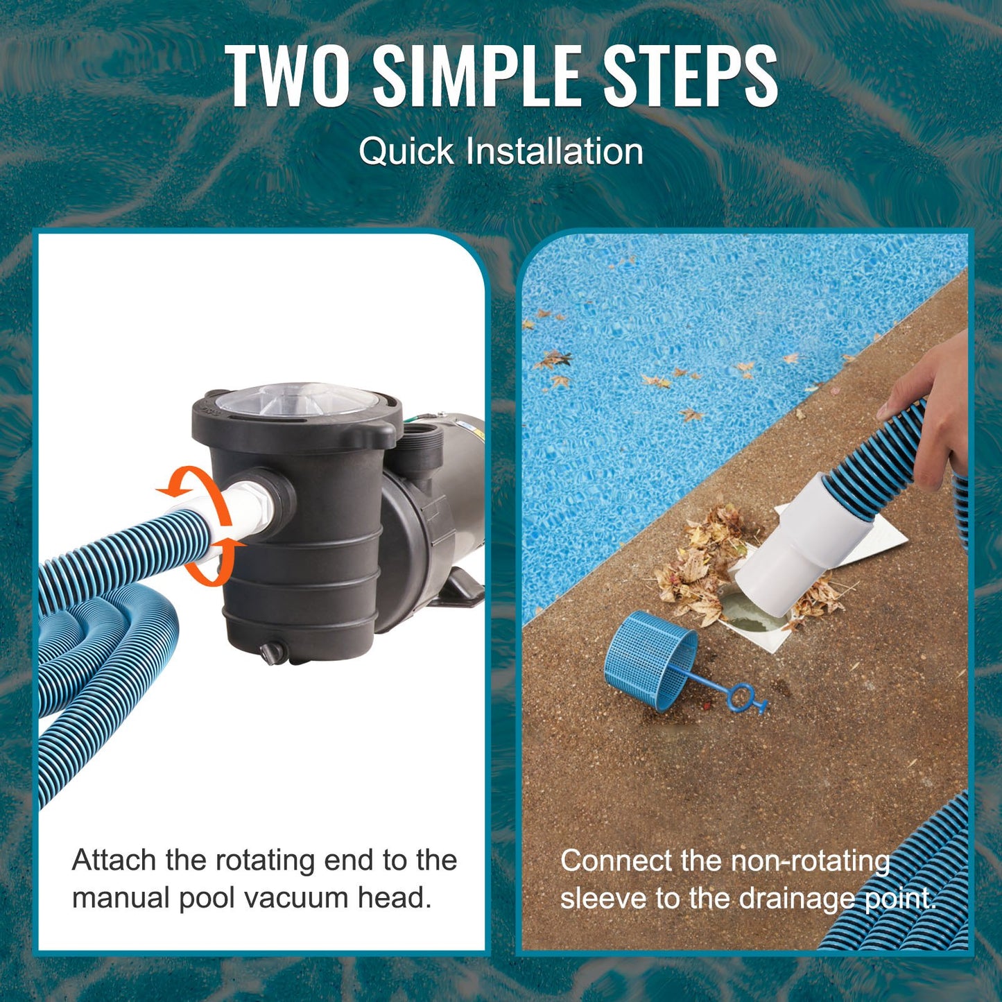 VEVOR Heavy Duty Swimming Pool Hose, 1-1/2-Inch x 30-Feet, Pool Vacuum Cleaning