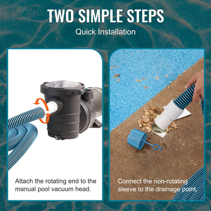 Heavy Duty Pool Hose, 1.27m x 9.14m, for Vacuuming & Draining, Blue