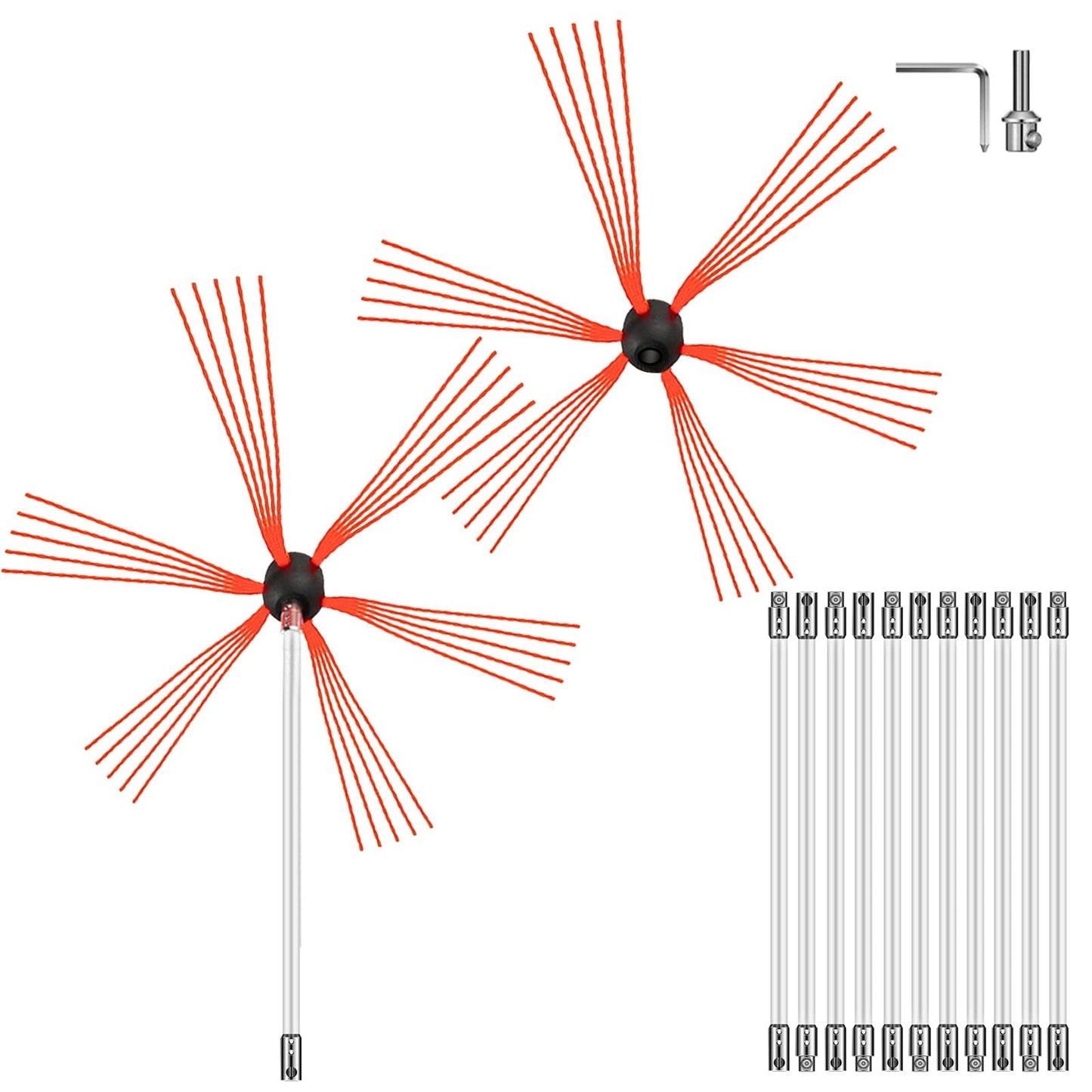Flexible Chimney Sweep Kit with 12m Nylon Rods and Brush Head for Easy Cleaning
